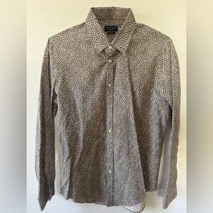 Zara Beige and Black Patterned Button Down Shirt